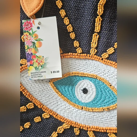EXPRESS EDIT Embroidered Eye Design Tote Bag NWT - Picture 2 of 12